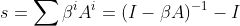 s=\sum \beta^iA^i=(I-\beta A)^{-1}-I