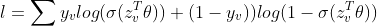 l=\sum y_vlog(\sigma(z_v^T\theta ))+(1-y_v))log(1-\sigma(z_v^T\theta))